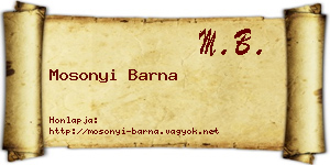 Mosonyi Barna névjegykártya